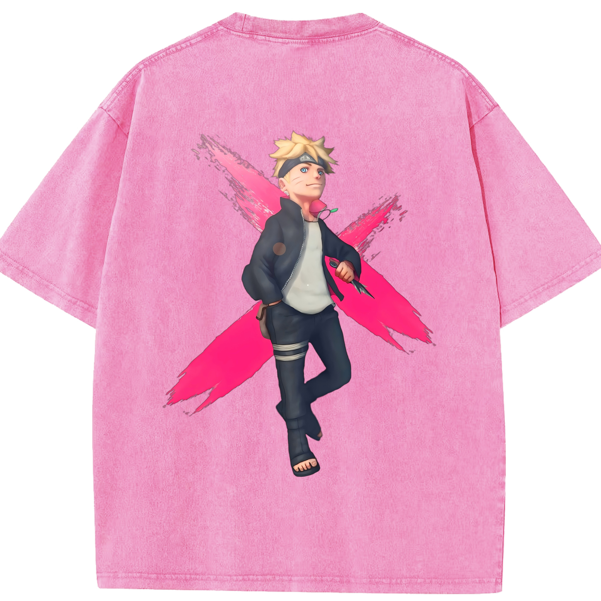 （画像用） NARUTO -ナルト- うずまき ボルト Uzumaki Boruto 綿100% ヴィンテージ風 半袖Tシャツ（背面プリント）